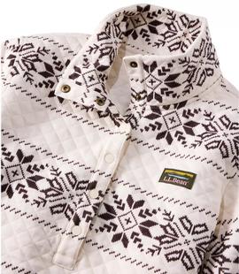 L.L.Bean Women's Quilted Half Snap Sweatshirt Print Regular Alternate View